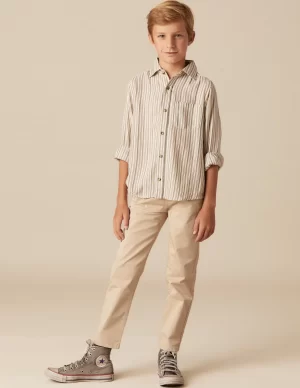 NÍCOLI CAMISA RAYA AZUL MOSTAZA< Camisas
