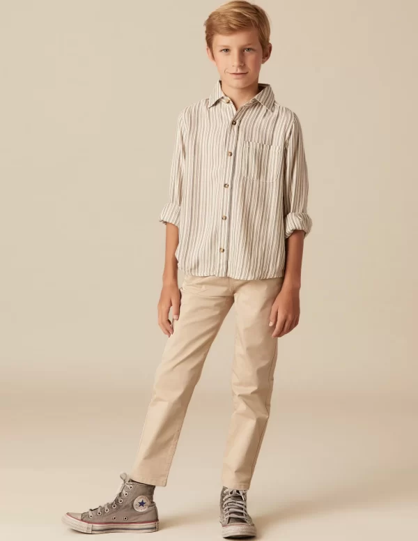 NÍCOLI CAMISA RAYA AZUL MOSTAZA< Camisas