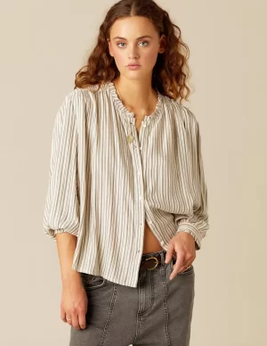 NÍCOLI CAMISA RAYA AZUL MOSTAZA< Camisas