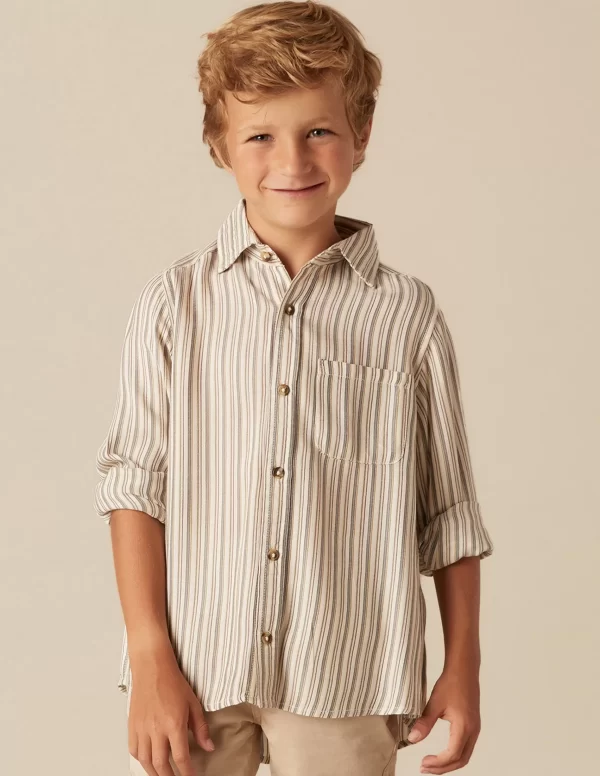 NÍCOLI CAMISA RAYA AZUL MOSTAZA< Camisas
