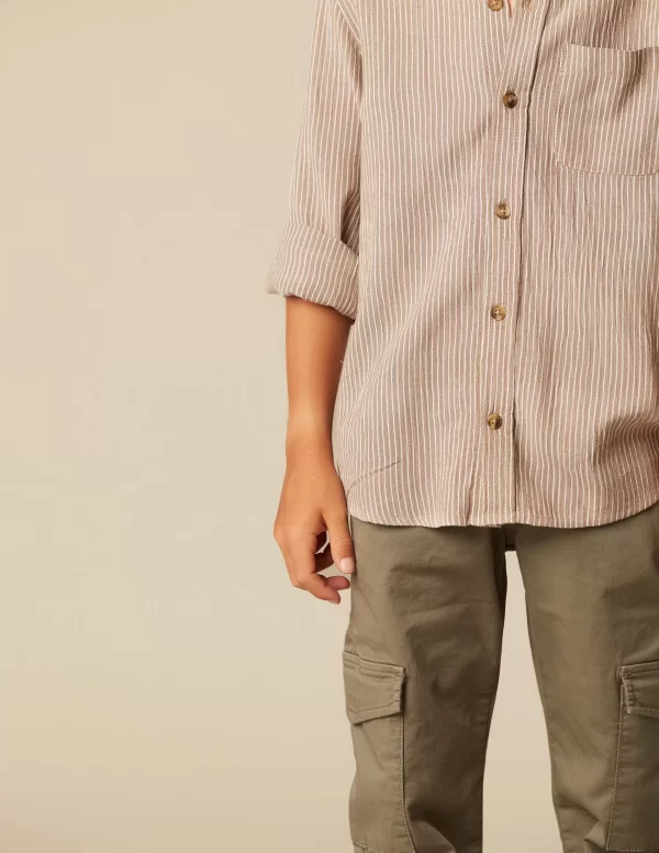 NÍCOLI CAMISA RAYA MARRÓN< Camisas