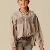 NÍCOLI CAMISA RAYA MARRÓN NIDOS< Camisas
