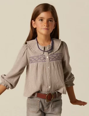 NÍCOLI CAMISA RAYA MARRÓN NIDOS< Camisas