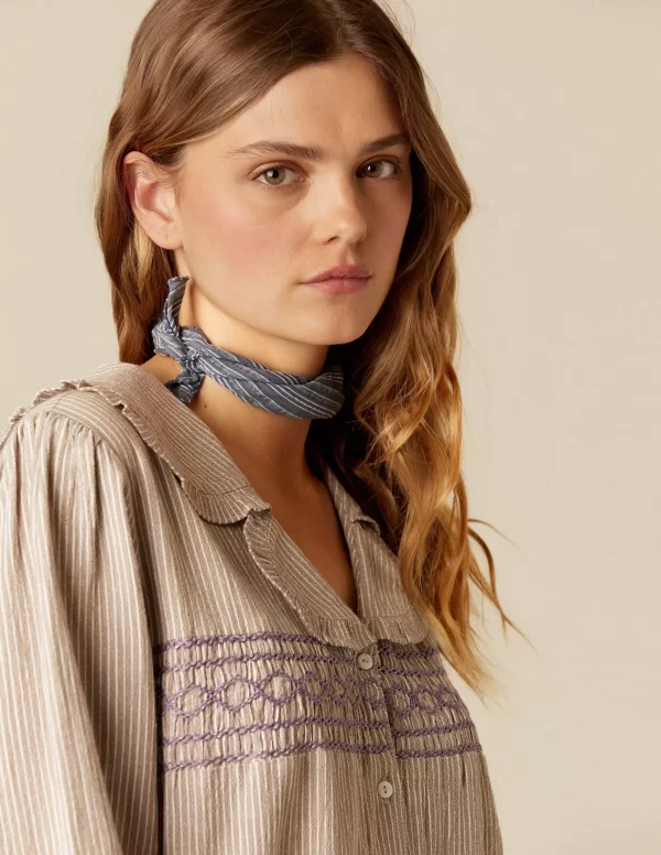 NÍCOLI CAMISA RAYA MARRÓN NIDOS< Camisas