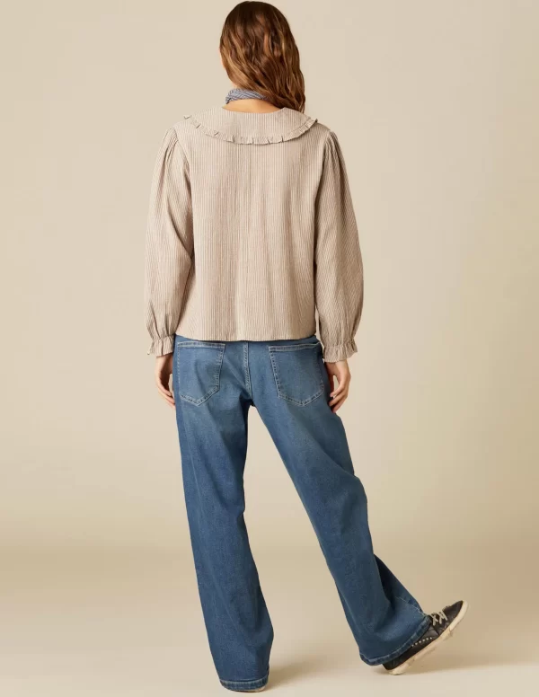 NÍCOLI CAMISA RAYA MARRÓN NIDOS< Camisas