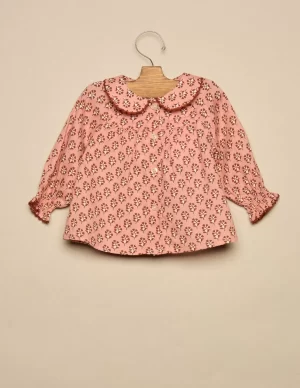NÍCOLI CAMISA ROSA FLOR MARRÓN< Camisas