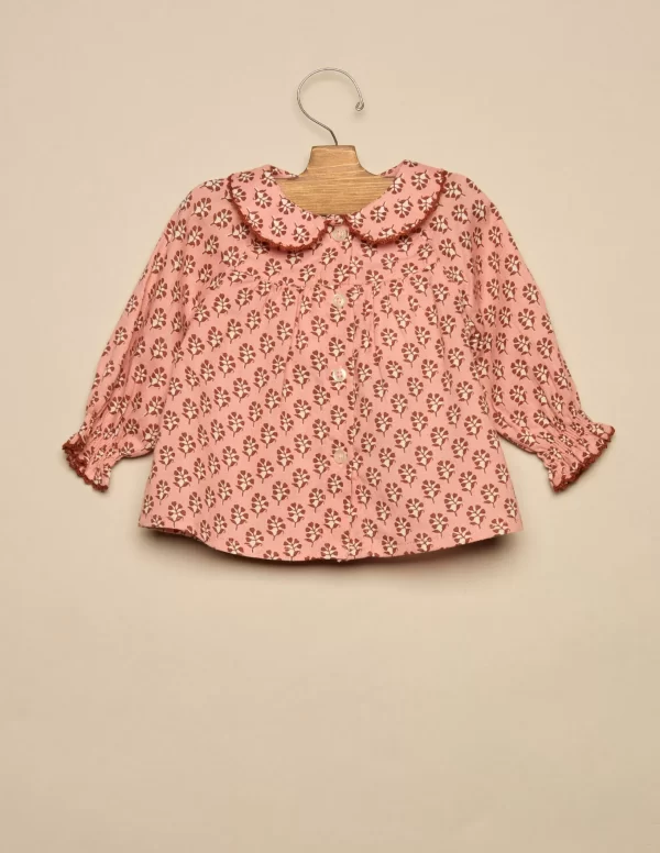 NÍCOLI CAMISA ROSA FLOR MARRÓN< Camisas