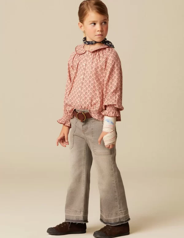 NÍCOLI CAMISA ROSA FLOR MARRÓN< Camisas