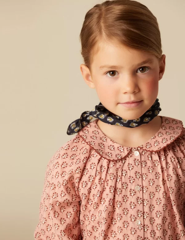 NÍCOLI CAMISA ROSA FLOR MARRÓN< Camisas