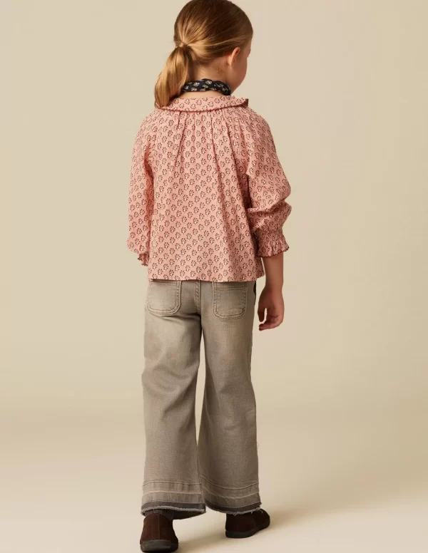 NÍCOLI CAMISA ROSA FLOR MARRÓN< Camisas