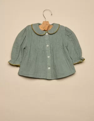 NÍCOLI CAMISA VERDE PESPUNTE MOSTAZA< Camisas