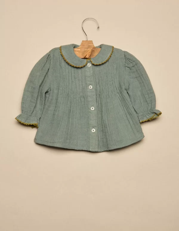 NÍCOLI CAMISA VERDE PESPUNTE MOSTAZA< Camisas