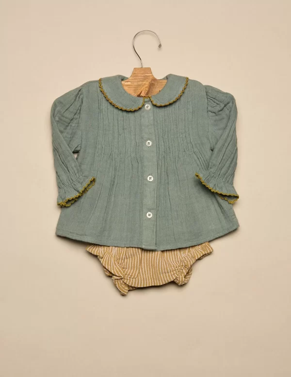 NÍCOLI CAMISA VERDE PESPUNTE MOSTAZA< Camisas