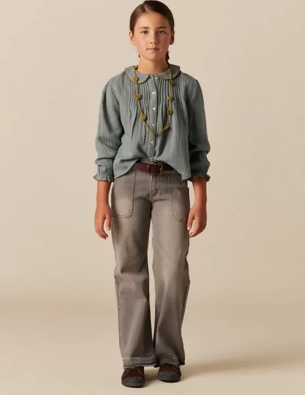 NÍCOLI CAMISA VERDE PESPUNTE MOSTAZA< Camisas