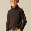 NÍCOLI CAMISETA SOLIDARIA CUELLO VUELTO RAYAS MARRÓN< Camisetas