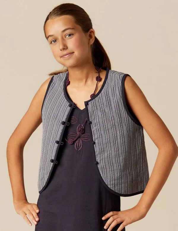 NÍCOLI CHALECO RAYA AZUL LUREX< Chalecos