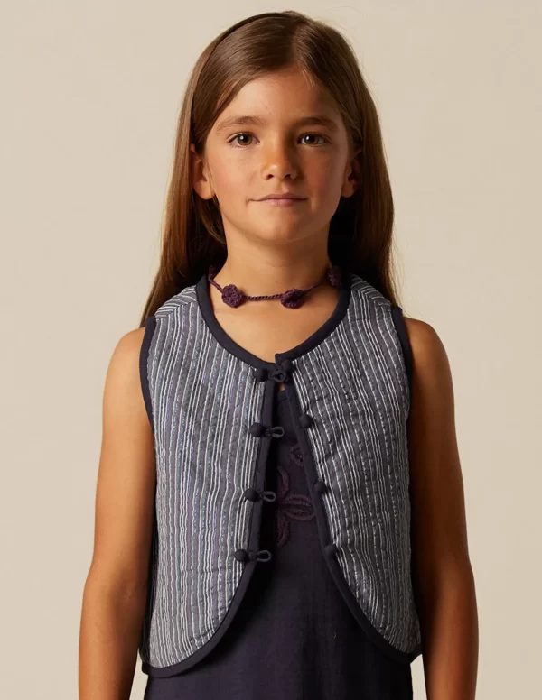 NÍCOLI CHALECO RAYA AZUL LUREX< Chalecos