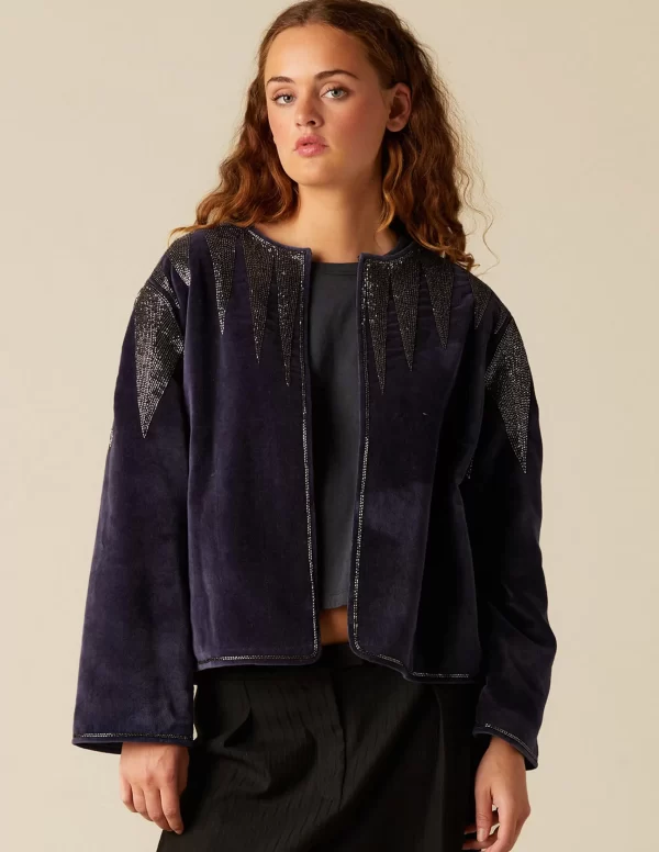 NÍCOLI CHAQUETA BEADS TERCIOPELO< Ropa De Abrigo