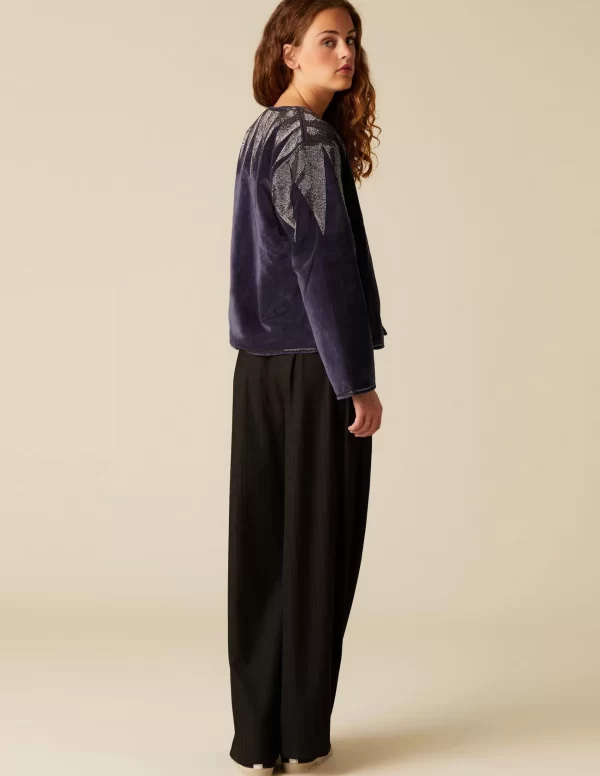 NÍCOLI CHAQUETA BEADS TERCIOPELO< Ropa De Abrigo