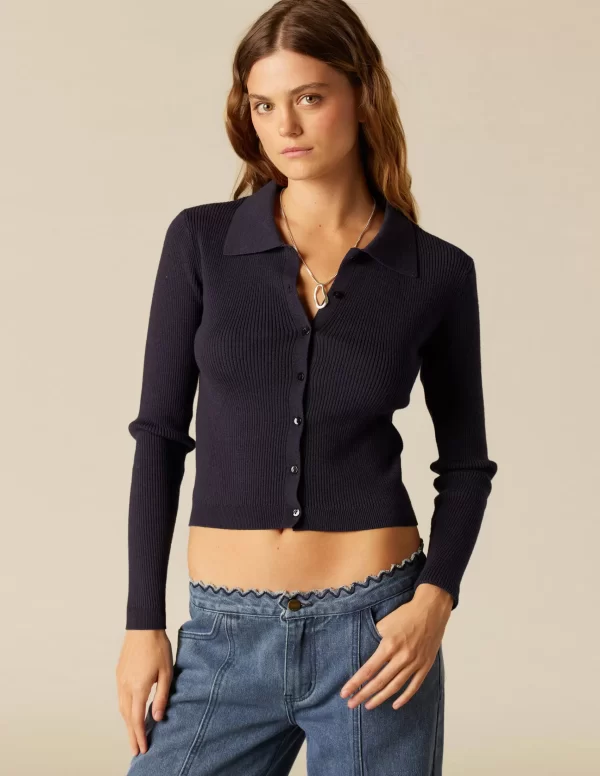NÍCOLI CHAQUETA BOTONES CANALé AZUL< Punto