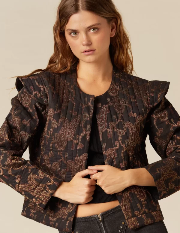 NÍCOLI CHAQUETA PAISLEY NEGRA< Ropa De Abrigo