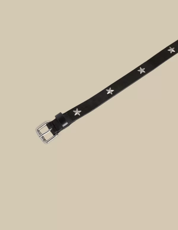 NÍCOLI CinturÓn estrellas hebilla plateada negro< Cinturones | Cinturones