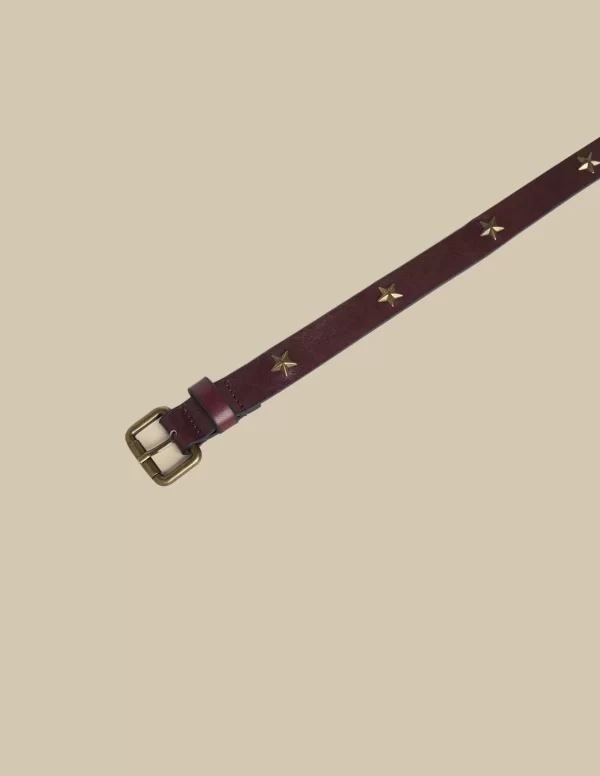 NÍCOLI CinturÓn estrellas hebilla dorada marrÓn< Cinturones | Cinturones