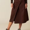NÍCOLI FALDA CRUCE BOLSILLOS MARRÓN< Denim | Faldas