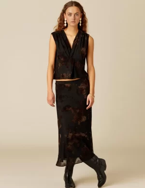 NÍCOLI FALDA FLOR TULLE NEGRO< Faldas