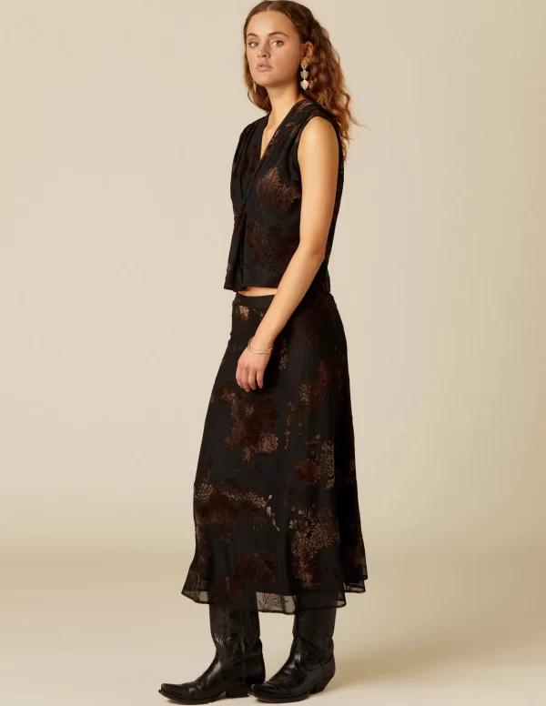 NÍCOLI FALDA FLOR TULLE NEGRO< Faldas