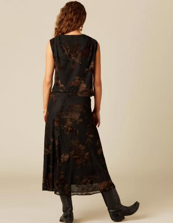 NÍCOLI FALDA FLOR TULLE NEGRO< Faldas