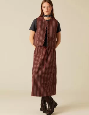 NÍCOLI FALDA RAYA MARRÓN< Faldas
