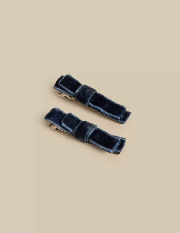 NÍCOLI 2 LAZOS TERCIPELO AZUL< Accesorios De Pelo