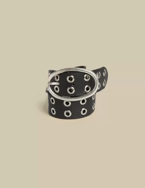 NÍCOLI N belt negro tachuelas grandes plateadas< Cinturones