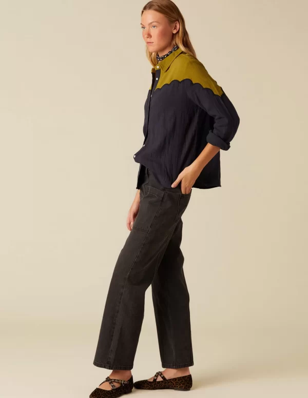 NÍCOLI PANTALÓN ANCHO BOLSILLOS ANTRACITA< Denim | Pantalones