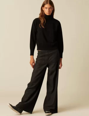 NÍCOLI PANTALÓN ANCHO DIBUJO GRIS< Pantalones