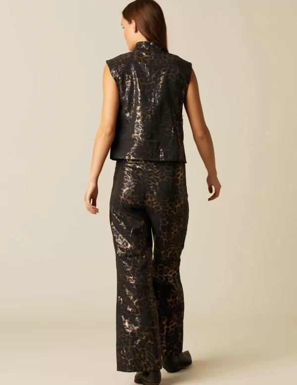 NÍCOLI PANTALÓN ANIMAL PRINT BRILLO< Pantalones