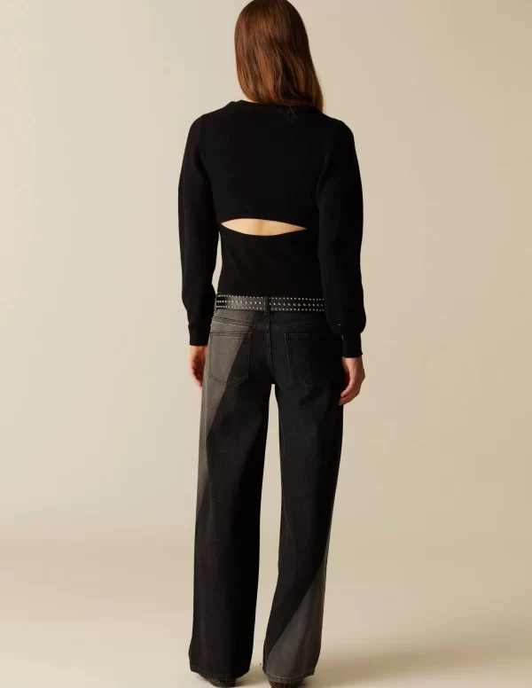 NÍCOLI PANTALÓN BICOLOR ANTRACITA Y GRIS< Denim | Pantalones