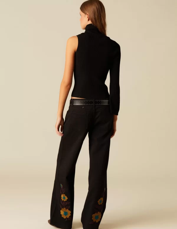 NÍCOLI PANTALÓN BORDADO FLOR< Denim | Pantalones