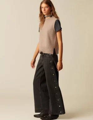 NÍCOLI PANTALÓN BOTONES LATERALES ANTRACITA< Denim | Pantalones