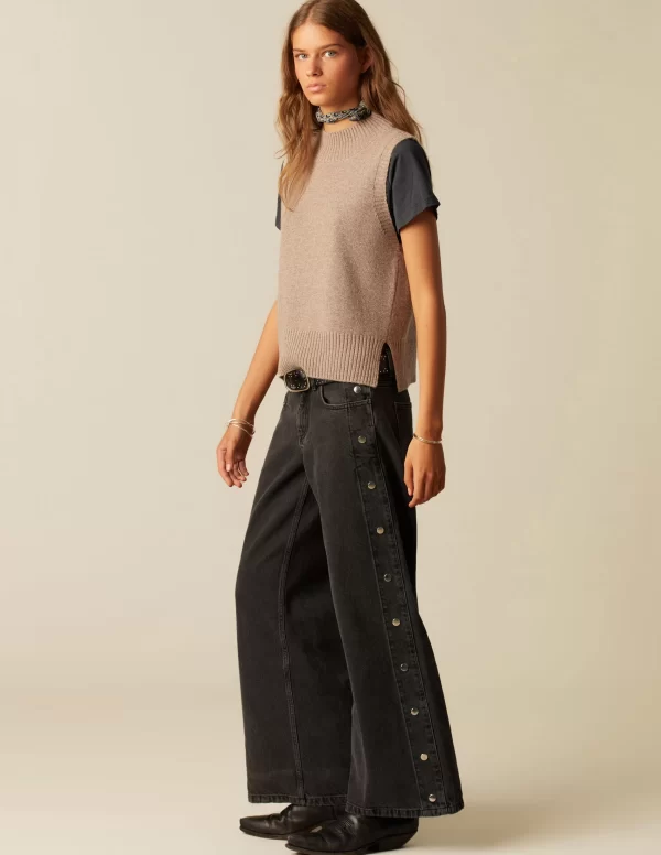 NÍCOLI PANTALÓN BOTONES LATERALES ANTRACITA< Denim | Pantalones