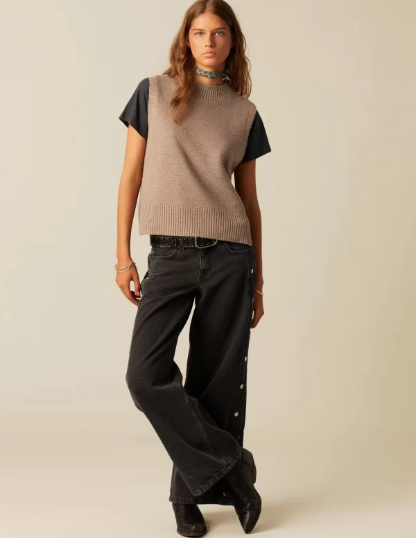 NÍCOLI PANTALÓN BOTONES LATERALES ANTRACITA< Denim | Pantalones
