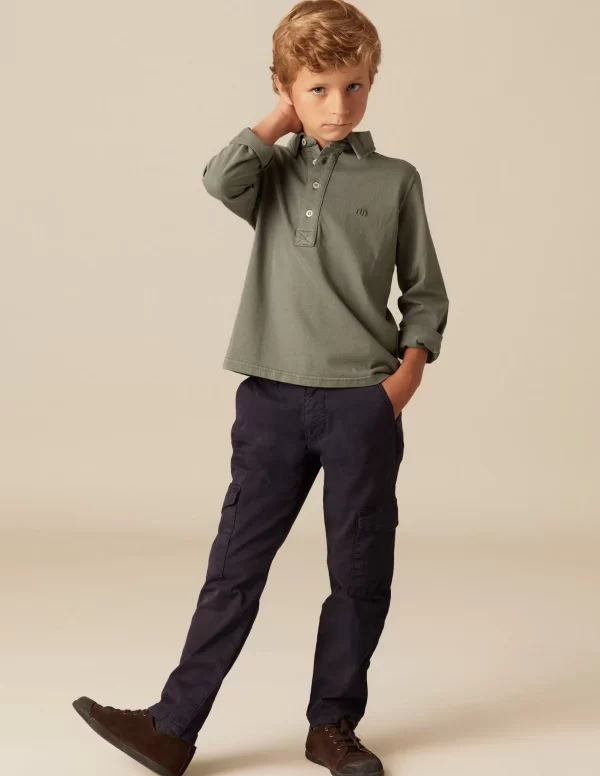 NÍCOLI PANTALÓN CARGO LARGO AZUL< Pantalones