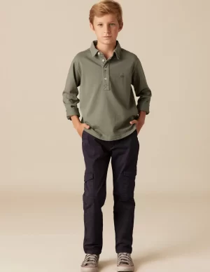NÍCOLI PANTALÓN CARGO LARGO AZUL< Pantalones