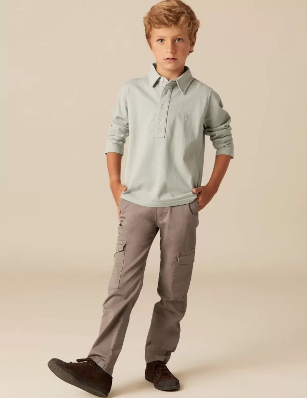 NÍCOLI PANTALÓN CARGO LARGO GRIS CLARO< Pantalones