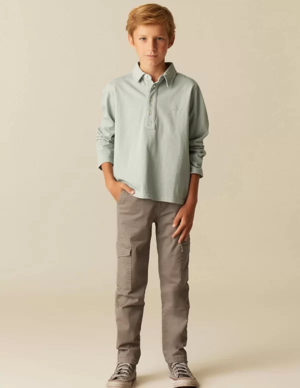 NÍCOLI PANTALÓN CARGO LARGO GRIS CLARO< Pantalones