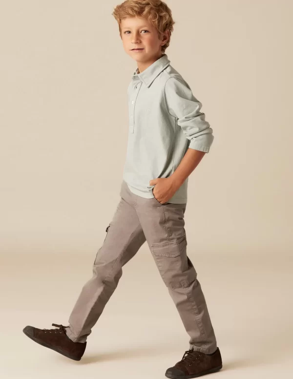 NÍCOLI PANTALÓN CARGO LARGO GRIS CLARO< Pantalones