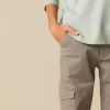 NÍCOLI PANTALÓN CARGO LARGO GRIS CLARO< Pantalones