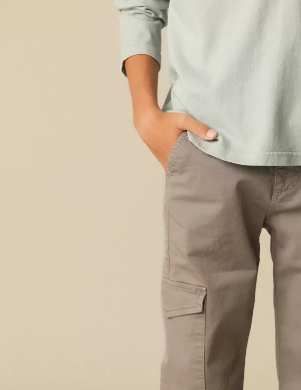 NÍCOLI PANTALÓN CARGO LARGO GRIS CLARO< Pantalones