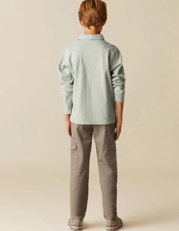 NÍCOLI PANTALÓN CARGO LARGO GRIS CLARO< Pantalones